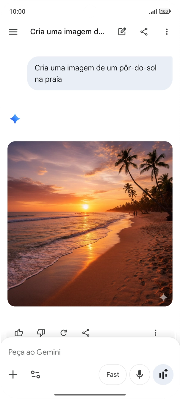 Também é possível solicitar à Gemini que gere uma imagem baseada na sua descrição.