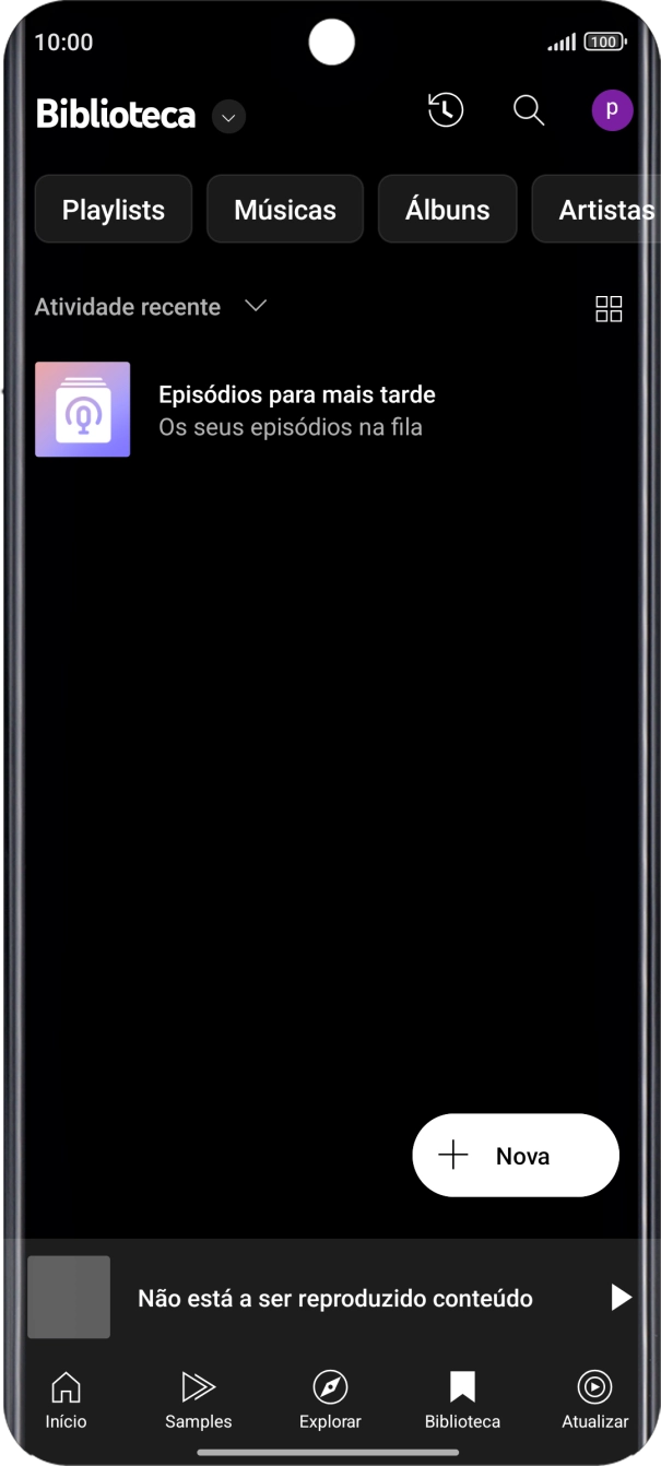 Prima a lista suspensa.
