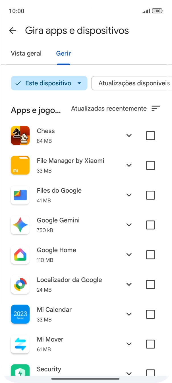 Prima a app pretendida.