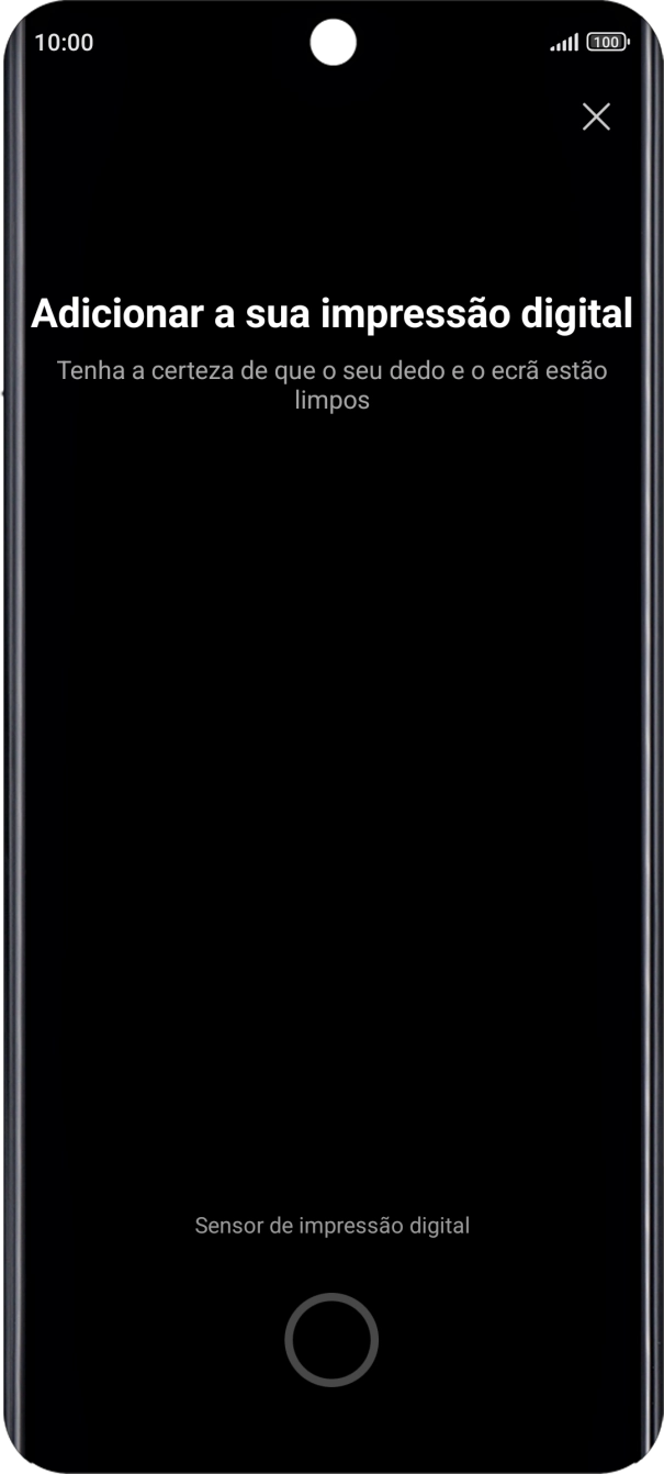 Siga as indicações no ecrã para definir a impressão digital como código de bloqueio.