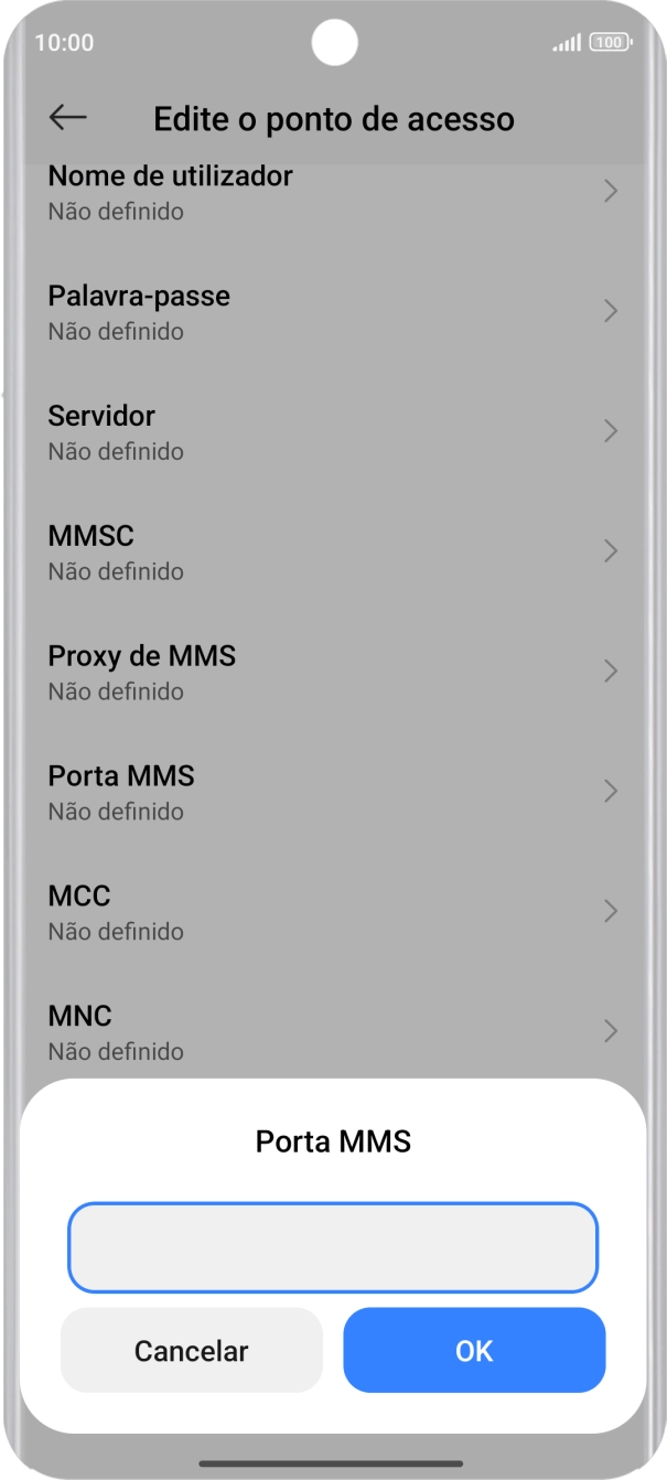 Introduza 80 e prima OK.