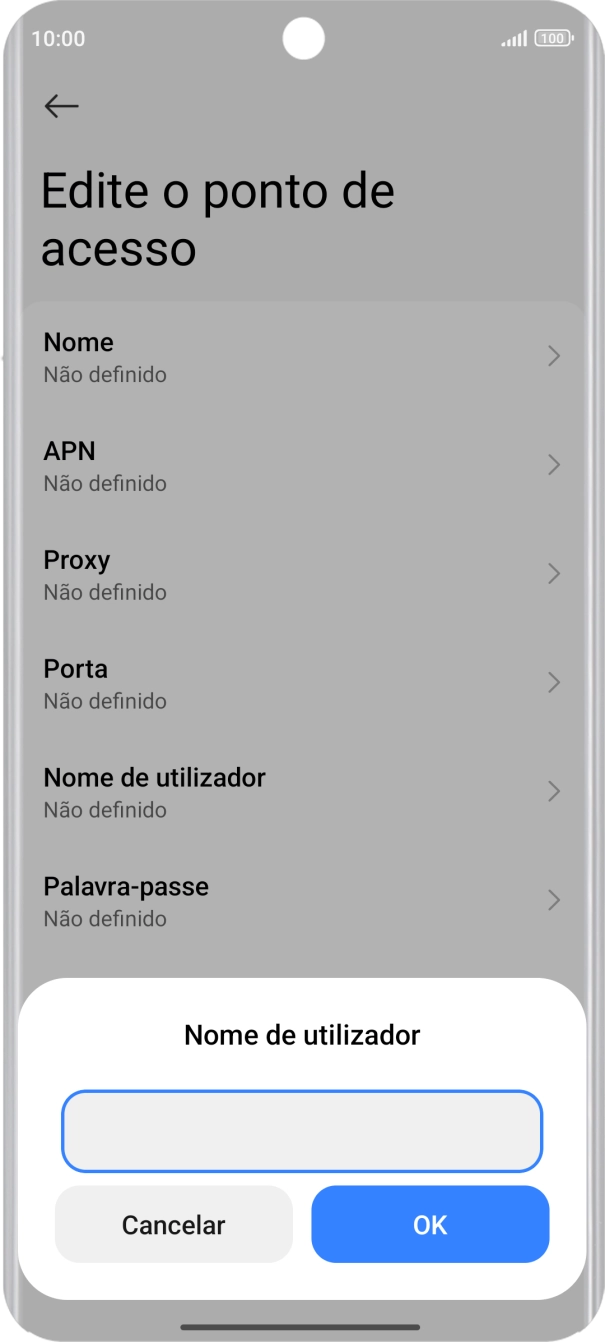 Introduza vodafone e prima OK.