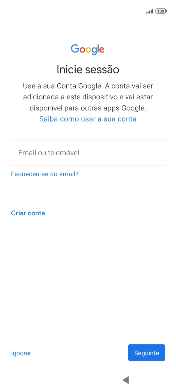 Siga as indicações no ecrã para terminar a ativação.