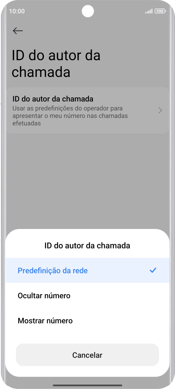 Prima Mostrar número para ativar a visualização do seu número.
