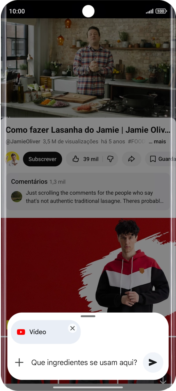 Siga as indicações no ecrã para escrever ou ditar a pergunta pretendida para o vídeo.