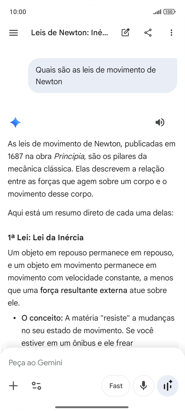 A transcrição da conversa com a Gemini Live é agora mostrada no ecrã.