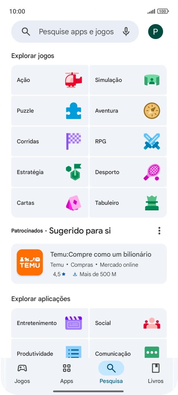 Prima a caixa de pesquisa.