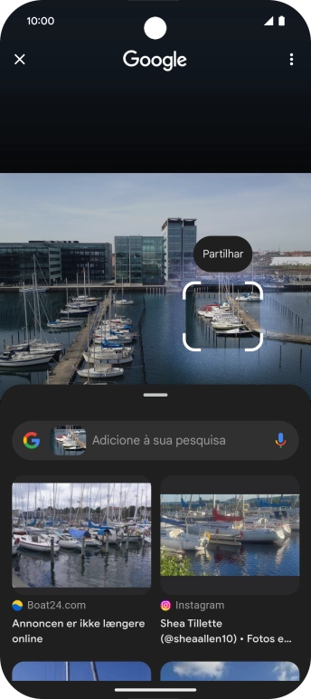 Siga as indicações no ecrã  para utilizar os resultados da pesquisa.