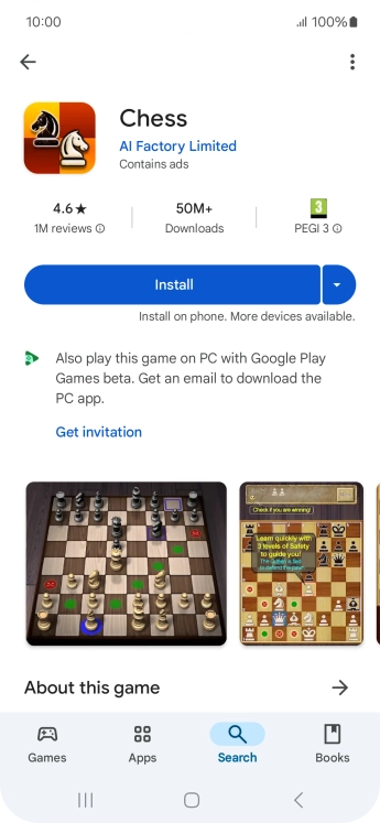 Press Install and follow the instructions on the screen to install the app.