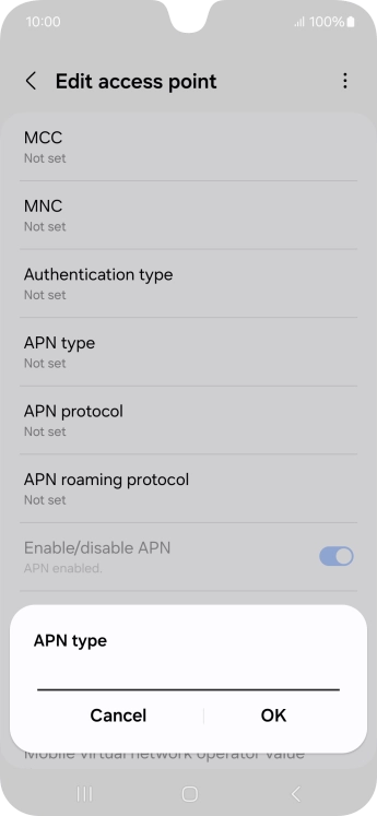 Key in default and press OK.
