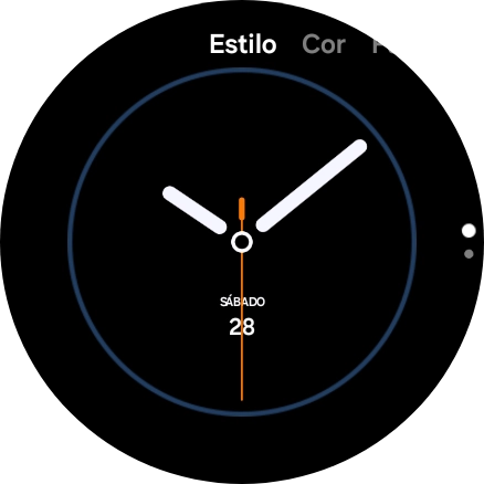 Deslize o dedo no ecrã, para alternar entre os diferentes designs.