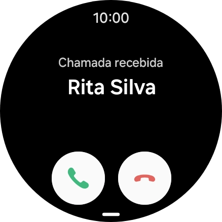 Prima o ícone para atender uma chamada e deslize o dedo para cima, para atender a chamada.