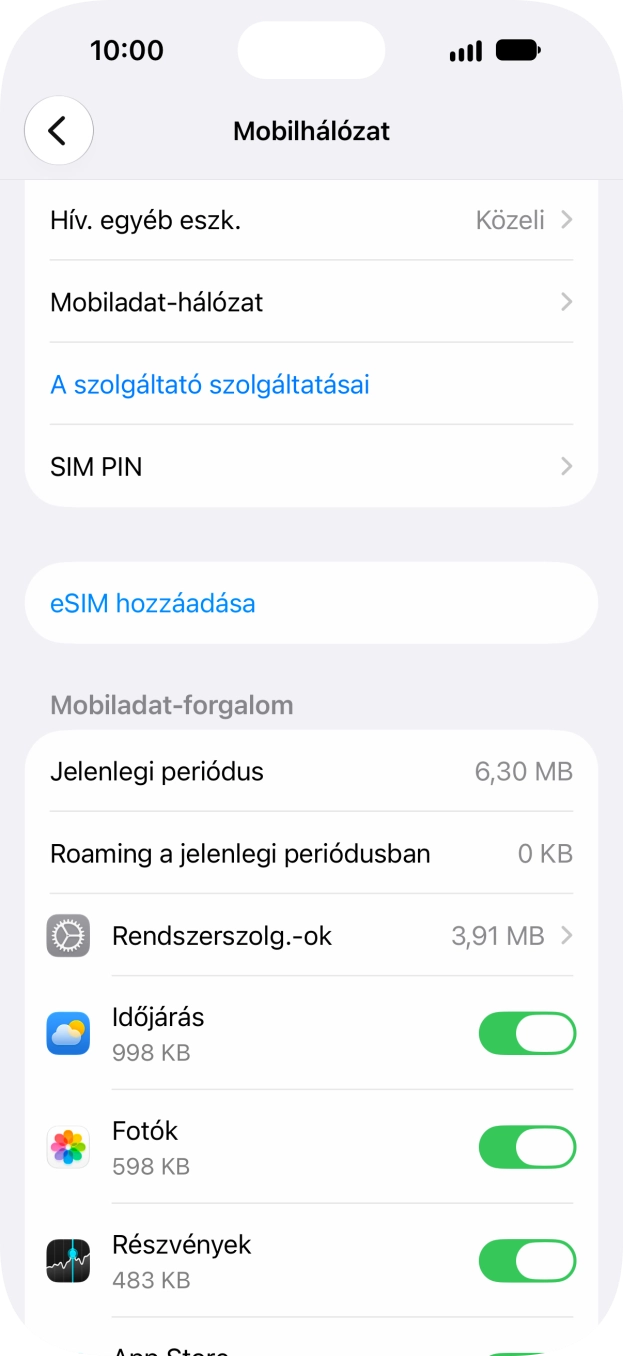 Válaszd a SIM PIN lehetőséget.