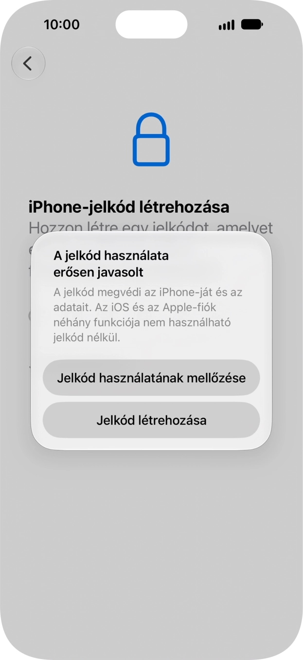Ha kikapcsolod a funkciót, válaszd a Jelkód használatának mellőzése lehetőséget. Ha kikapcsolod a funkciót, válaszd a Jelkód használatának mellőzése lehetőséget.