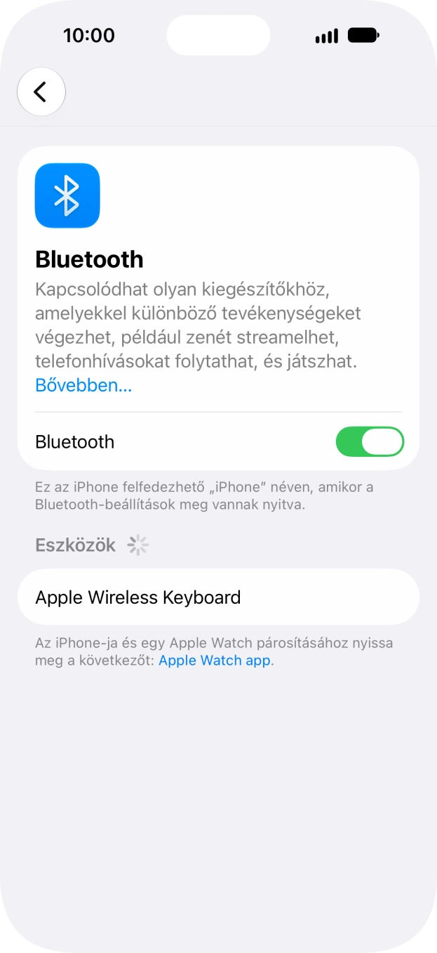 Válaszd ki a kívánt Bluetooth-eszközt, és kövesd a kijelzőn megjelenő utasításokat annak telefonodhoz történő csatlakoztatásához. Válaszd ki a kívánt Bluetooth-eszközt, és kövesd a kijelzőn megjelenő utasításokat annak telefonodhoz történő csatlakoztatásához.