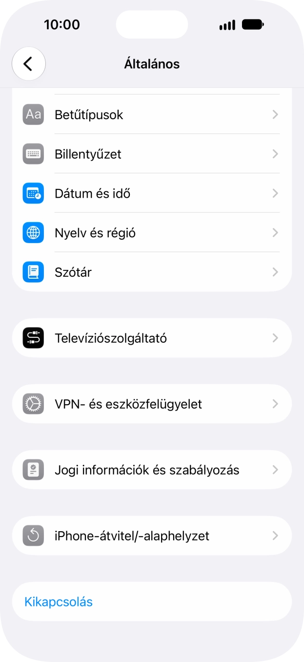 Válaszd az „iPhone-átvitel/-alaphelyzet” lehetőséget. Válaszd az „iPhone-átvitel/-alaphelyzet” lehetőséget.