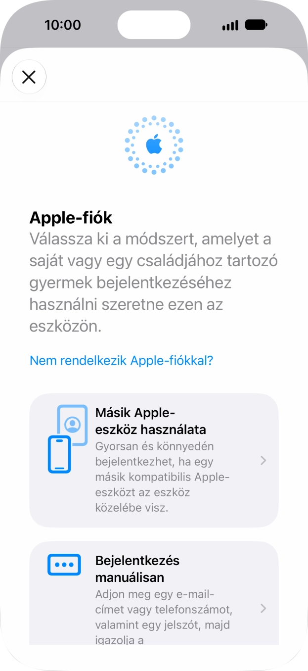 Válaszd a Bejelentkezés manuálisan lehetőséget. Válaszd a Bejelentkezés manuálisan lehetőséget.