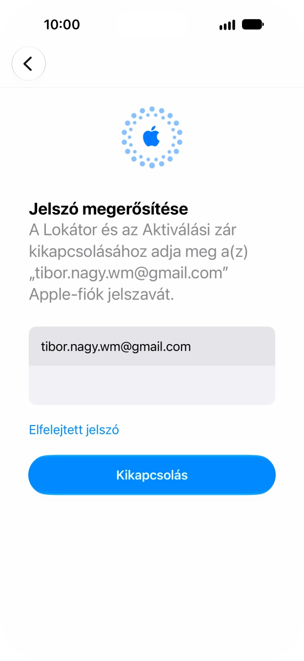 Írd be az Apple-fiókodhoz tartózó jelszót, és válaszd a Kikapcsolás lehetőséget. Várj egy kicsit, amíg a telefon visszaállítja a gyári beállításokat. A telefon konfigurálásához és ahhoz, hogy üzemkész állapotba hozd, kövesd a képernyőn megjelenő utasításokat. Írd be az Apple-fiókodhoz tartózó jelszót, és válaszd a Kikapcsolás lehetőséget. Várj egy kicsit, amíg a telefon visszaállítja a gyári beállításokat. A telefon konfigurálásához és ahhoz, hogy üzemkész állapotba hozd, kövesd a képernyőn megjelenő utasításokat.