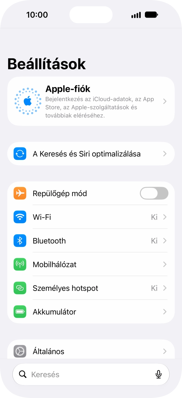 Válaszd az Apple-fiók lehetőséget. Válaszd az Apple-fiók lehetőséget.