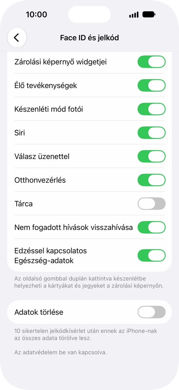 Kattints az „Adatok törlése” melletti csúszkára a funkció be- vagy kikapcsolásához. Kattints az „Adatok törlése” melletti csúszkára a funkció be- vagy kikapcsolásához.
