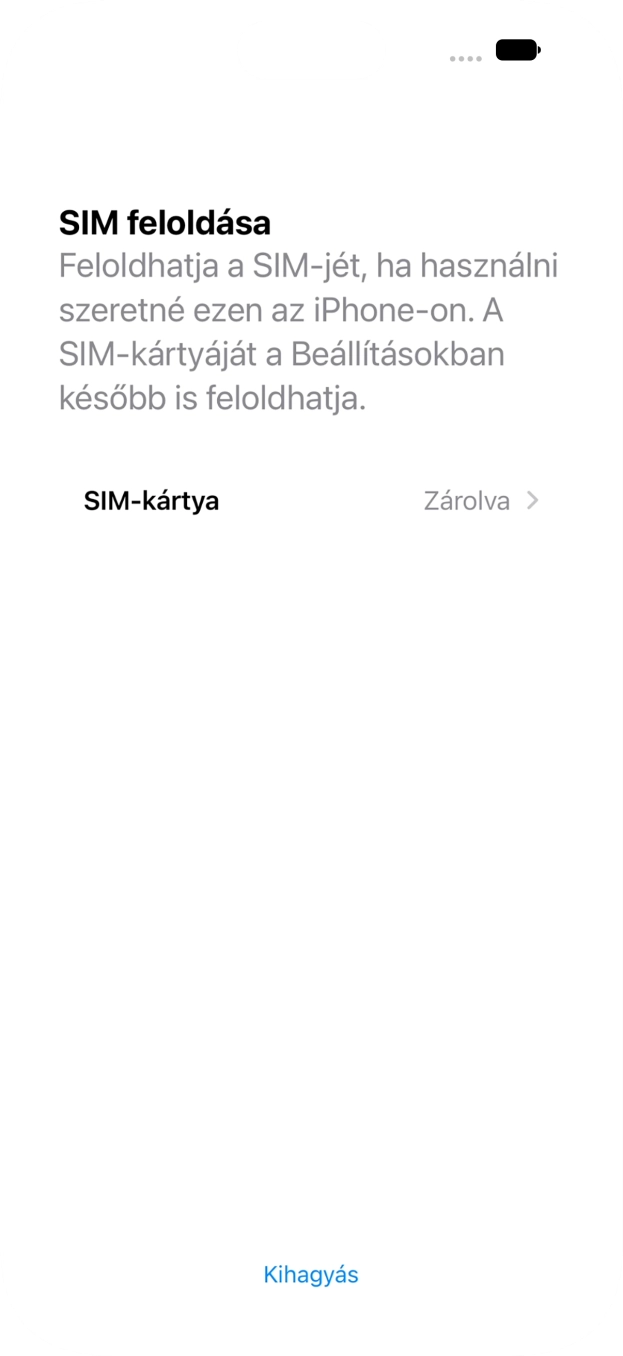 Válaszd a SIM-kártya lehetőséget. Válaszd a SIM-kártya lehetőséget.