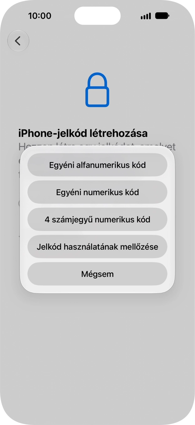 A képernyőzár használatának bekapcsolásához kövesd a képernyőn megjelenő utasításokat, vagy válaszd a Jelkód használatának mellőzése lehetőséget. A képernyőzár használatának bekapcsolásához kövesd a képernyőn megjelenő utasításokat, vagy válaszd a Jelkód használatának mellőzése lehetőséget.