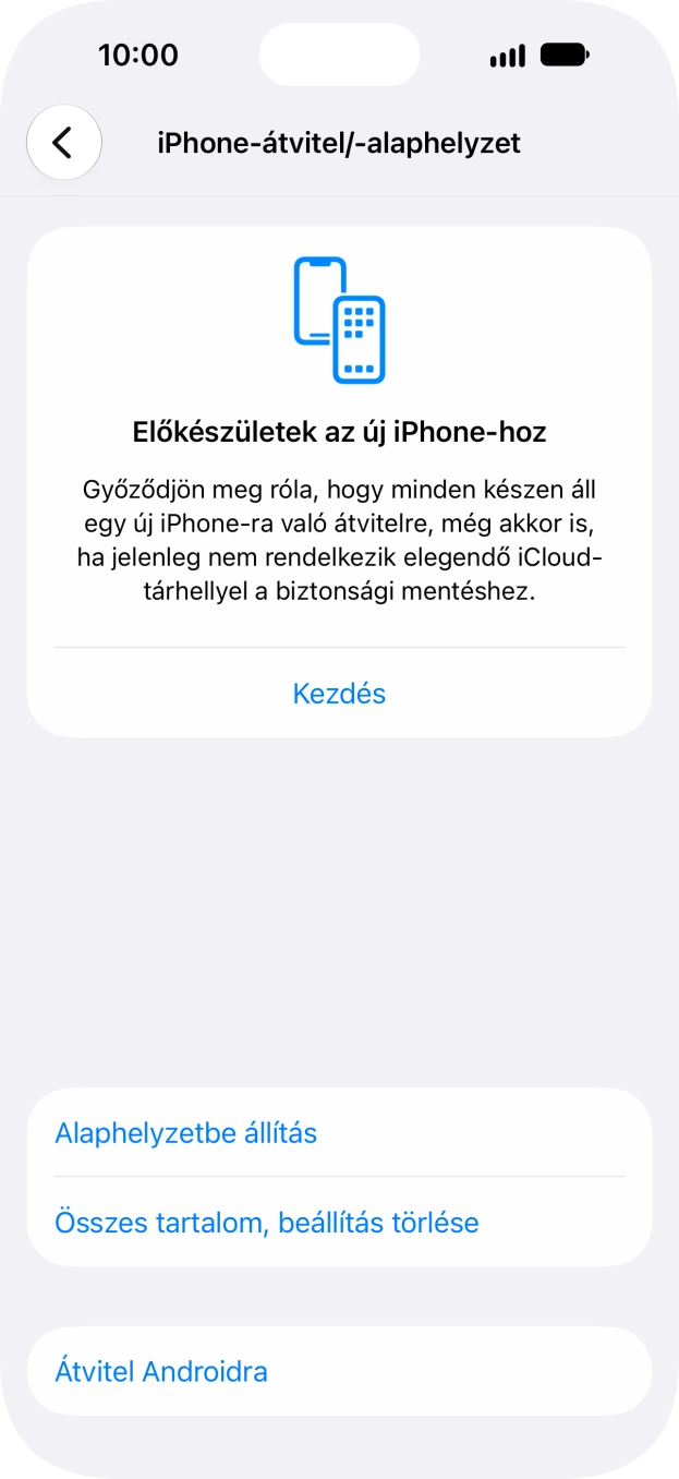 Válaszd az Alaphelyzetbe állítás lehetőséget. Válaszd az Alaphelyzetbe állítás lehetőséget.
