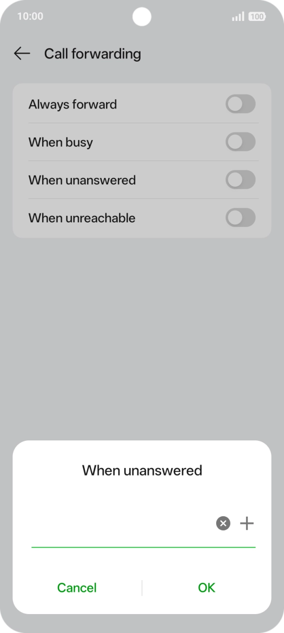 Key in +61101 and press OK.