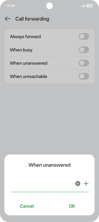 Key in +61101 and press OK.