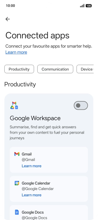 Press the indicator next to the required extension to turn on the function.