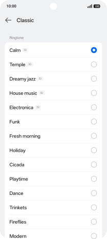 Press the different ring tones to hear them.