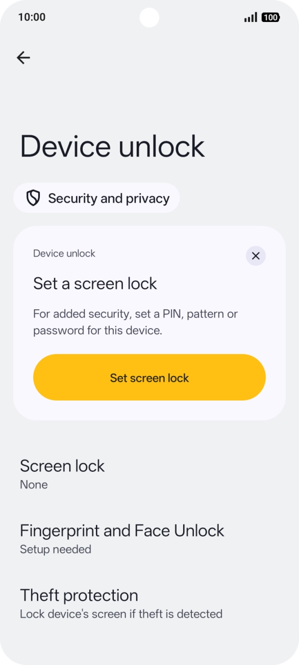 Press Fingerprint and Face Unlock.