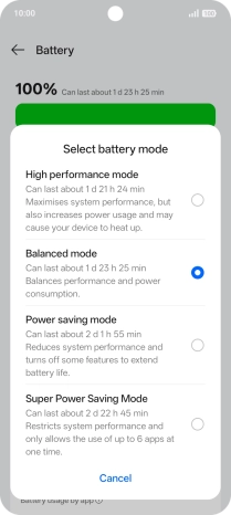 Press the required power saver mode. Press the required power saver mode.