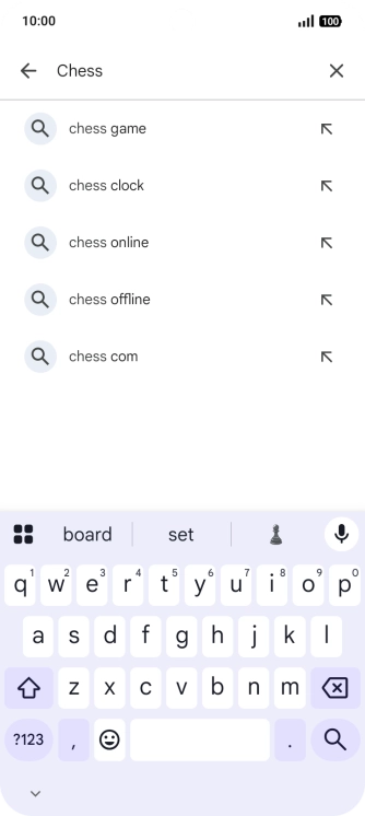 Press the search icon. Press the search icon.