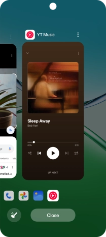 To end one running application, slide your finger upwards on the required application.