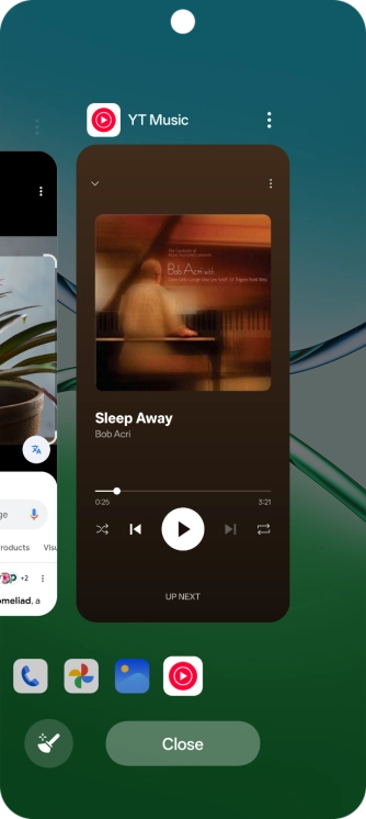 To end one running application, slide your finger upwards on the required application.