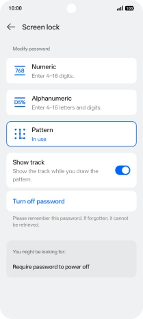 Press Turn off password.