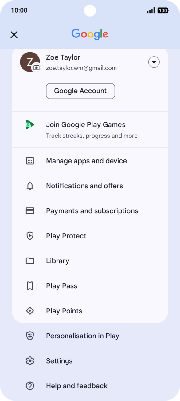 Press Manage apps and device.