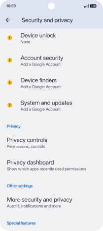 Press More security and privacy.