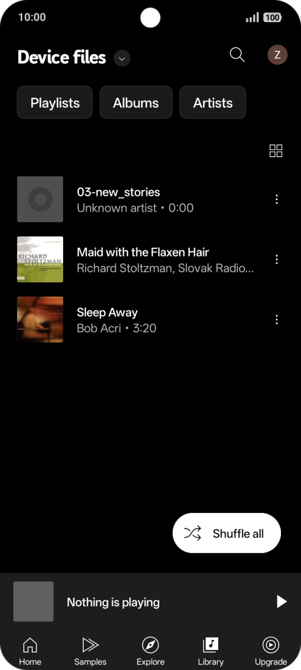 Press the required audio file.