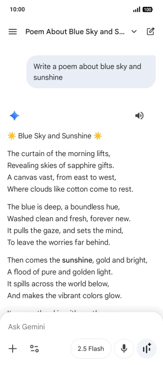 You can ask Gemini to generate a text based on your description.