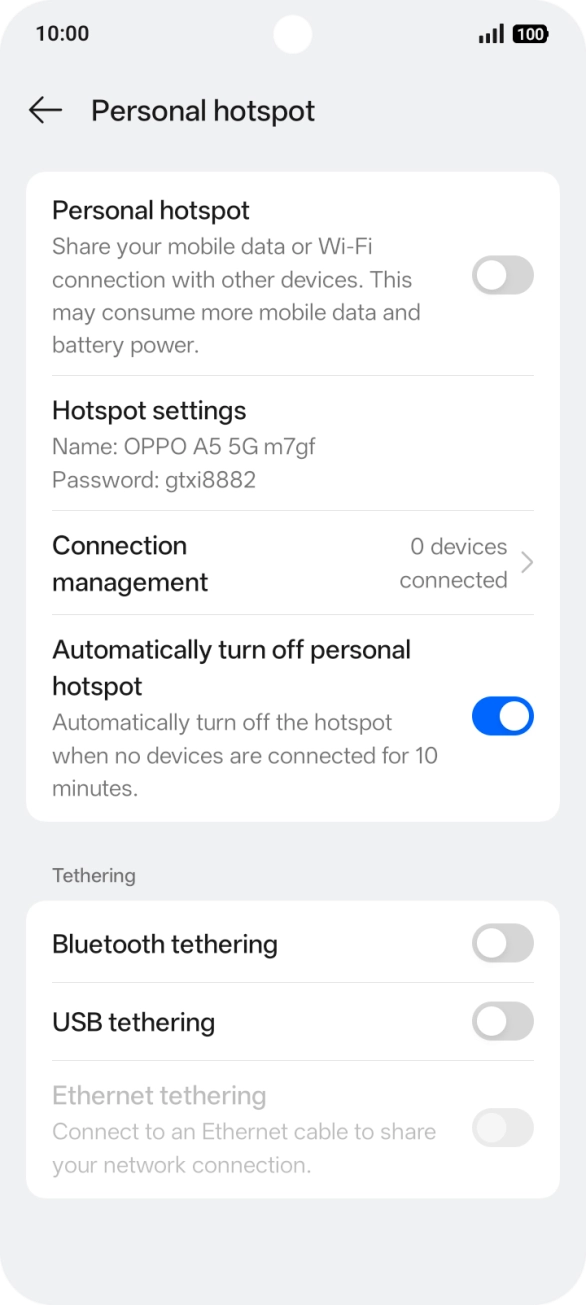 Press Hotspot settings.