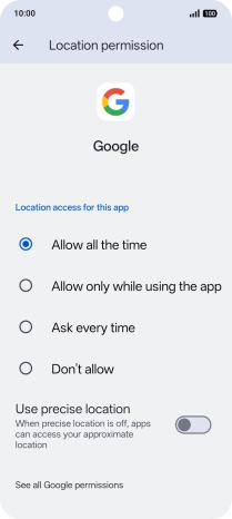 Press the required setting.