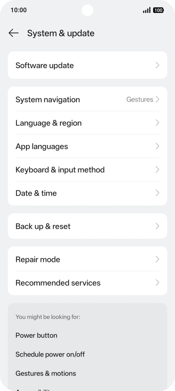 Press Software update. If a new software version is available, it's displayed. Follow the instructions on the screen to update the phone software.