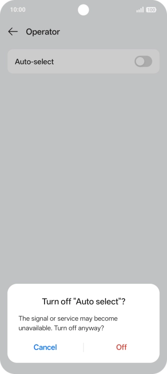 Press Off to turn off the function and wait while your phone searches for networks.
