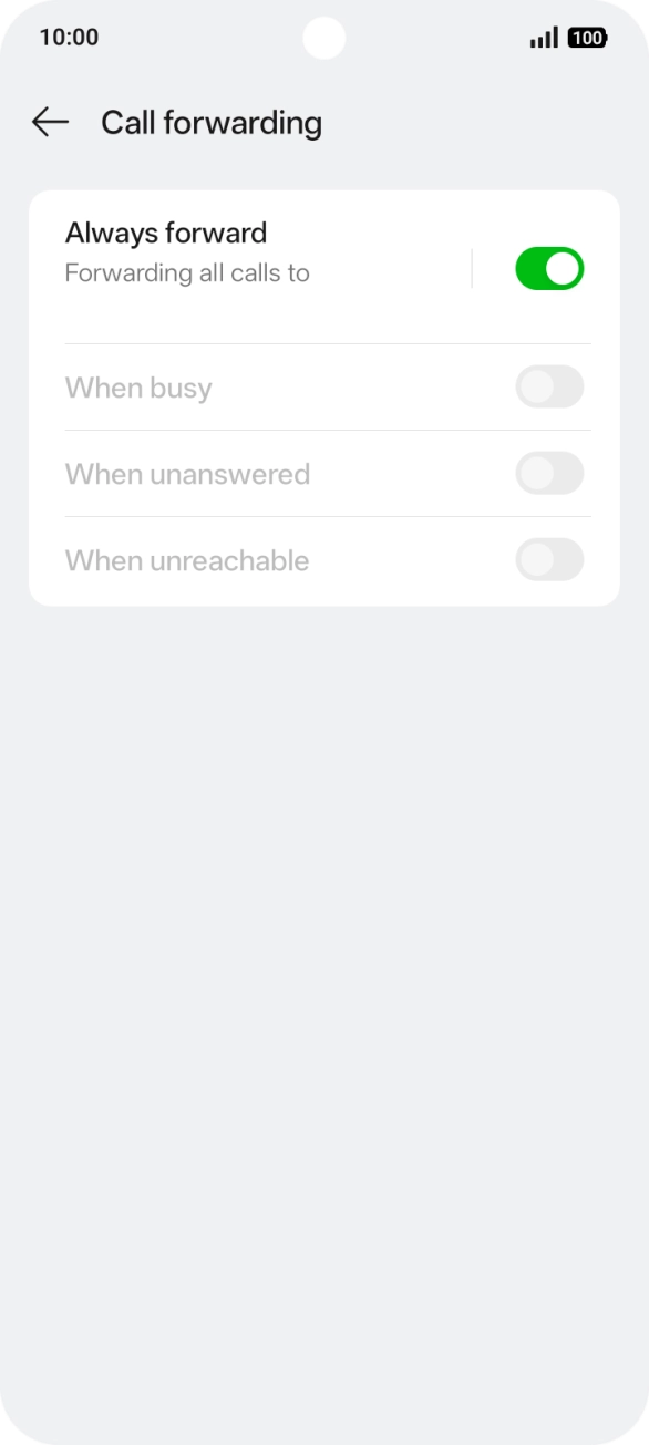 Press the indicator next to the required divert type.