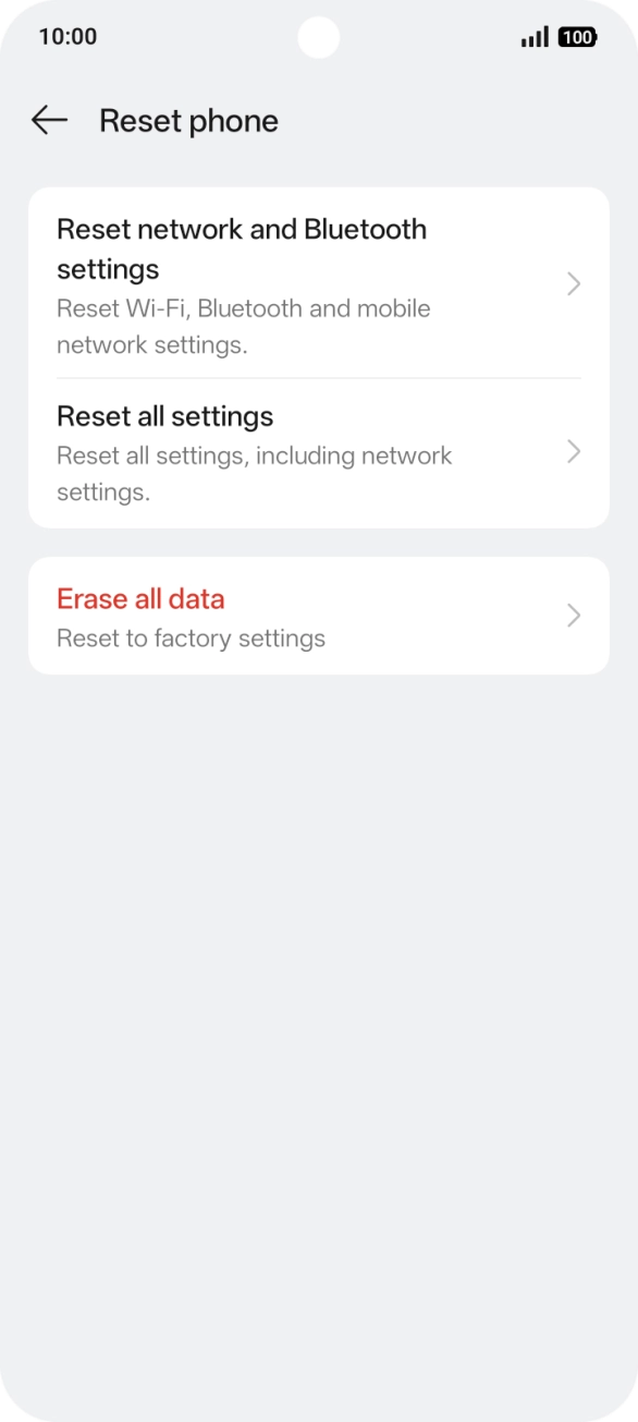 Press Erase all data.