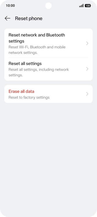 Press Erase all data.