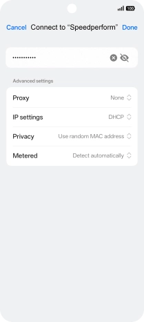Key in the password for the Wi-Fi network and press Done.