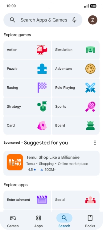 Press the search field. Press the search field.